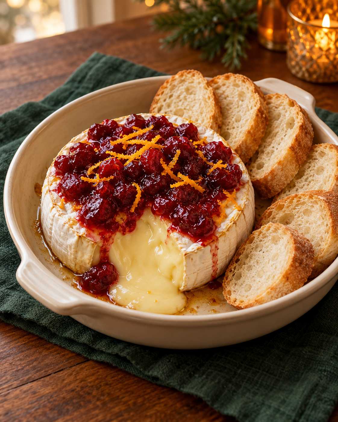 Cranberry orange baked brie from the holiday bonus